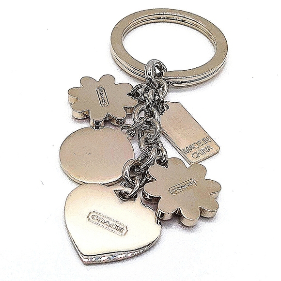 COACH Vintage Pink Heart Daisy Swarovski Crystal Keychain Fob Purse Charm #92018 - Picture 5 of 6